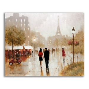 Tablou Canvas - Oras, Paris, Cuplu, Iubire, Plimbare, 60 x 75 cm