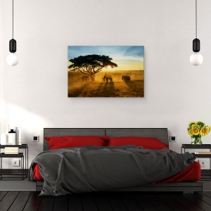 Tablou canvas - Orasul Matinal Al Elefantilor, Trio, Grup, Soare, 40 x 60 cm - Img 3