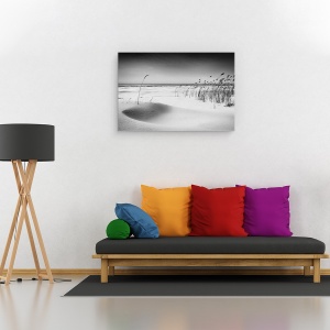 Tablou canvas - Orchestra, Peisaj, Plaja, Nisip, Alb-Negru, 60 x 90 cm - Img 2