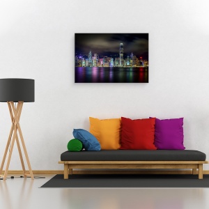 Tablou canvas - Orizontul Din Hong Kong, Cer, Peisaj, Arhitectura, Colorat, 60 x 90 cm - Img 2