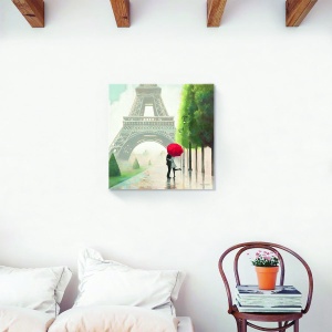 Tablou decorativ canvas Paris cu cuplu romantic lângă Turnul Eiffel