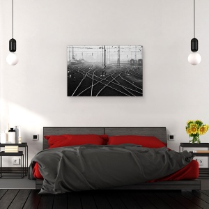 Tablou canvas - Pasager De Noiembrie, Alb-Negru, Piesa, Piese, Tren, 40 x 60 cm - Img 3