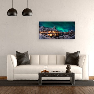 Tablou canvas - Pasarela Boreala, Lofoten, Cladiri, Case, 50 x 100 cm - Img 2