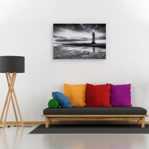 Tablou canvas - Pe Plaja Talacre, Tara Galilor, Far, Nisip, 60 x 90 cm - Img 2