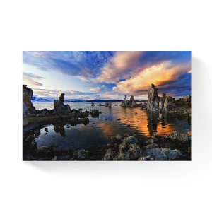 Tablou Canvas - Peisaj, Natura, Munte, Stanca, Lac, Apus de soare, Reflectie, 80 x 120 cm