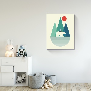 Tablou Canvas pentru copii - Urs Polar, Pinguin, Munte, Saore, Animale, 40 x 50 cm - Img 2