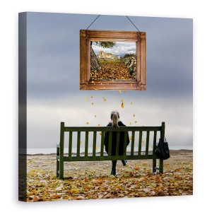 Tablou canvas - Piesa de Arta, Fata, Cadru, Pictura, Opera de Arta, Banca, 60 x 60 cm