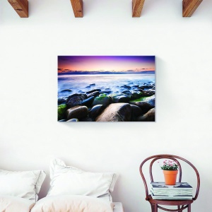 Tablou decorativ canvas apus ocean cu pietre
