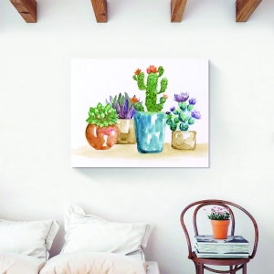 Tablou decorativ canvas plante cu cactus și vaze colorate