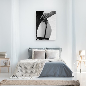 Tablou canvas - Plasa, Intim, Monocrom, Feminin, Curbe, Dantela, 60 x 90 cm - Img 3