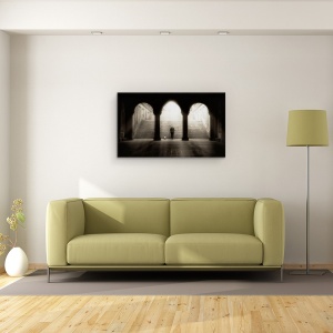 Tablou canvas - Plimbarea Matinala, Om, Caine, Arcuri, Arhitectura, 50 x 80 cm - Img 2