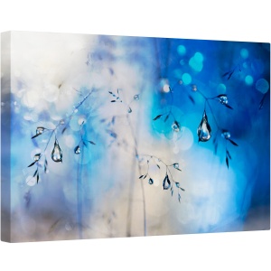 Tablou canvas - Ploaie Albastra, Albastru, Iarba, Roua, Cadere, Picaturi de Apa, 80 x 120 cm