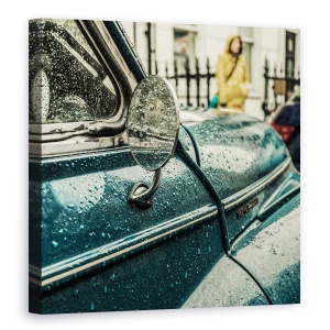 Tablou canvas - Ploaie In Londra, Vintage, Retro, Clasic, Masina, 90 x 90 cm