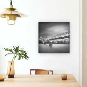 Tablou Canvas - Podul Mileniului, Alb-Negru, Arhitectura, Raul Tamisa, 60 x 60 cm - Img 4