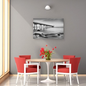 Tablou canvas - Podul Petroli, Pod, Pier, Debarcader, Alb-Negru, 60 x 90 cm - Img 4
