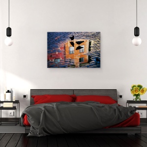 Tablou canvas - Porumbei, Apa, Baltoaca, Pietruit, Strada, 60 x 90 cm - Img 3