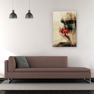 Tablou Canvas - Poveste Incomoda, Starea De Spirit, Fata, Red, Rugandu-Se, Tesatura, 80 x 120 cm - Img 2