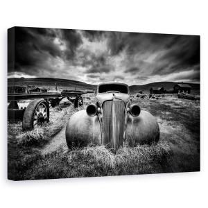 Tablou canvas - Prea Batran Pentru A Conduce, Peisaj, Alb-Negru, Masina, Camion, Vechi, 60 x 90 cm