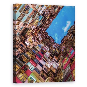 Tablou canvas - Priveste In Sus, Complex, Cladiri, Apartamente, Culori, Patrat, 60 x 75 cm