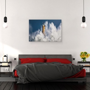 Tablou canvas - Puterea Marii, Valuri, Far, Cantabria, Santander, Spania, 60 x 90 cm - Img 3