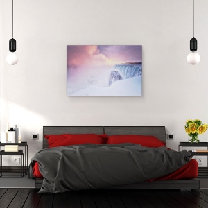 Tablou canvas - Rasarit De Soare La Cascada Niagara, Culori Pastelate, 80 x 120 cm - Img 3