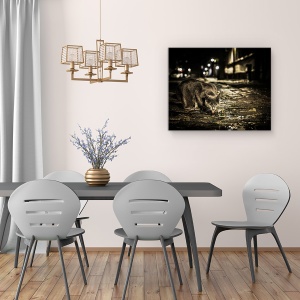 Tablou canvas - Rosu, Noapte, Pisica, Animal, Strada, Limba, 60 x 75 cm - Img 4