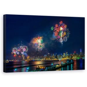 Tablou canvas - Sarbatorind Ziua Independentei In NY, Foc De Artificii, Oras, Sarbatoare, Petrecere, Culori, 50 x 80 cm