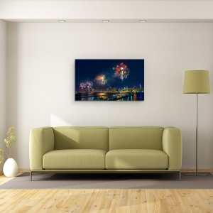 Tablou canvas - Sarbatorind Ziua Independentei In NY, Foc De Artificii, Oras, Sarbatoare, Petrecere, Culori, 50 x 80 cm - Img 2