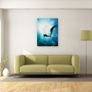 Tablou canvas - Scafandru, Manta, Soare, Raze, 75 x 100 cm - Img 2