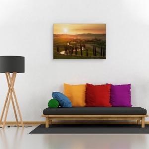 Tablou canvas - Seara Toscana, Italia, Ceata, Apus De Soare, 80 x 120 cm - Img 2
