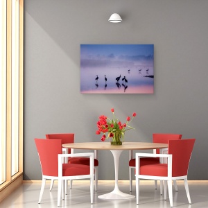 Tablou canvas - Serenitate Fermecata, Lac, Macara, Pasari, 60 x 90 cm - Img 4
