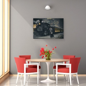 Tablou canvas - Sfarsitul Liniei, Tren, Abur, Locomotiva, Vest, 40 x 60 cm - Img 4