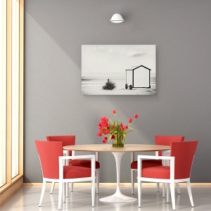 Tablou canvas - Sfarsitul Sezonului, Plaja, Nisip, Alb, Cabina, Mare, 80 x 120 cm - Img 4