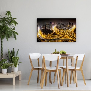 Tablou canvas - Shanghai Pe Timp De Noapte, Arhitectura, Cer, Peisaj Urban, Oras, 50 x 80 cm - Img 4