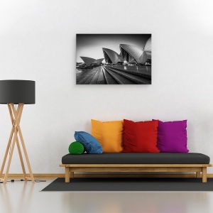 Tablou canvas - Siluete, Alb-Negru, Sydney, Australia, Opera, Opera, 80 x 120 cm - Img 2