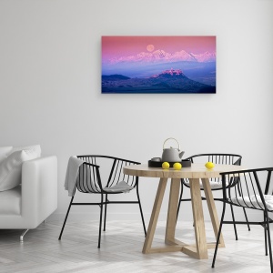 Tablou canvas - Spia Basm, Slovacia, Tatra, Spis, Castel, Superluna, 50 x 100 cm - Img 4