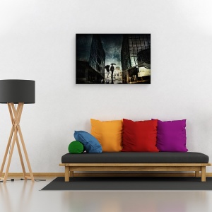 Tablou canvas - Strada, Oameni, Ploaie, Persoana, Urbana, Fard, 80 x 120 cm - Img 2