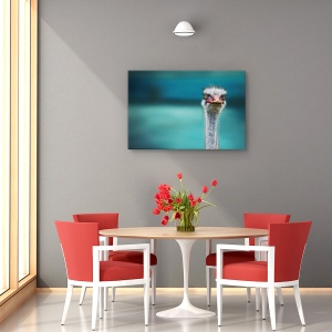 Tablou canvas - Strut protejandu-si puii de vant, Animal, Humor, Turcoaz, 80 x 120 cm - Img 4