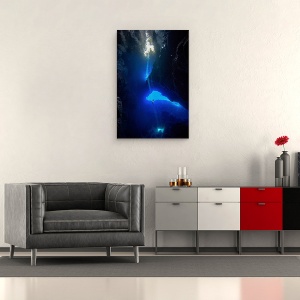 Tablou canvas - Sunet de la Cer, Sub Apa, Scufundare, Usor, Albastru, Pestera, Aventura, 80 x 120 cm - Img 2