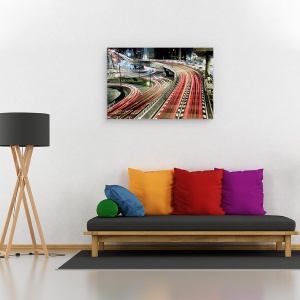 Tablou canvas - Trafic Haotic, Noapte, Drum, Dara, Dungi, Lumini, 60 x 90 cm - Img 2