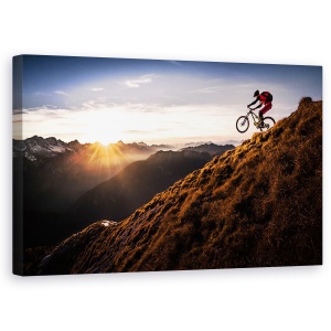 Tablou canvas - Traieste Aventura, Mountainbike, Mtb, Munti, Apus De Soare, 50 x 80 cm