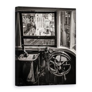 Tablou canvas - Tramvai, Lisabona, Tramvai, Carucior, Portugalia, Alb-Negru, 60 x 80 cm