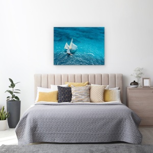 Tablou canvas - Trecere Albastra, Vapor, Barca, Barca Cu Panze, Nave, Navigare, 50 x 70 cm - Img 3