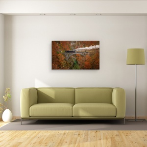 Tablou canvas - Tren De Muzeu, Toamna, Sangera, Pod, Canion, Destinatie, 50 x 80 cm - Img 2