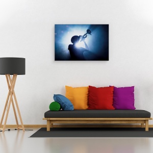 Tablou canvas - Trompeta, Concert, Muzica, Traire, Silueta, Albastru, Performanta, 60 x 90 cm - Img 2