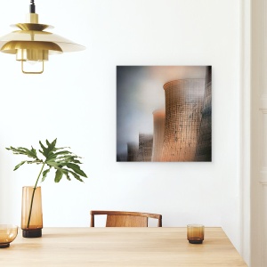 Tablou canvas - Turnuri De Racire, Arhitectura, Straniu, Portocaliu, Ireal, Abstract, 60 x 60 cm - Img 4