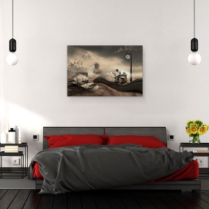Tablou canvas - Ultimul Pasager, Tren, Edirne, Timp, Ceas, Drum, 60 x 90 cm - Img 3