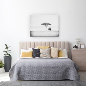 Tablou canvas - Umbrela, Elefant, Salbatic, Natura, Kenya, Alb-Negru, 50 x 70 cm - Img 3