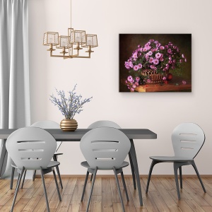 Tablou Canvas - Un Cos Cu Flori, Roz, Floare, Cos, Buchet, 40 x 50 cm - Img 4