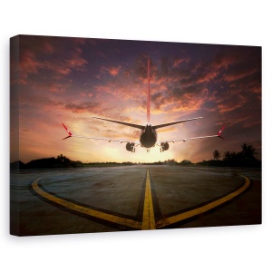 Tablou canvas - Urmarind Apusul, Aeronava, Avion, Aterizare, Transport, Aeroport, 60 x 90 cm